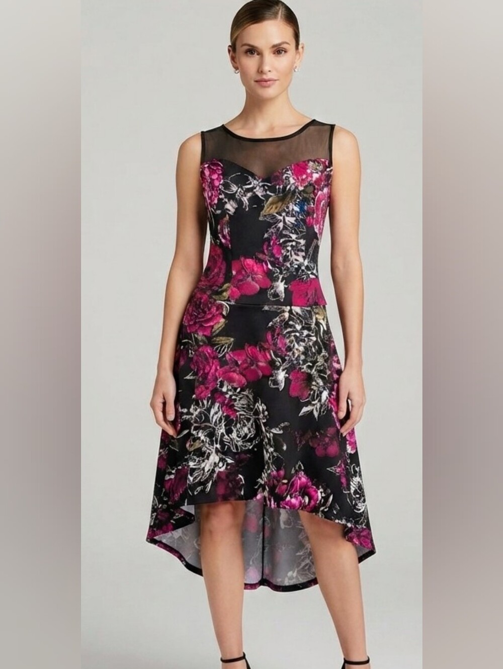 Sears Vintage Floral High-Low Fit and Flare Dress - Size XS NWOT